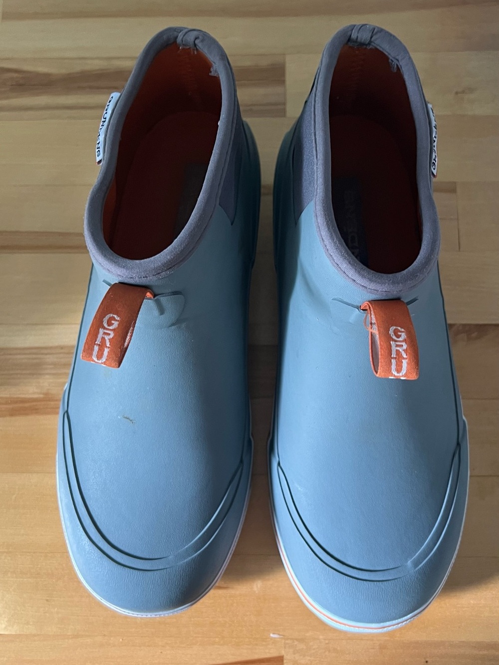 Men's Grundens Waterproof Slip-On Deck Boots with Orange Trim sz 10 - Picture 2 of 6